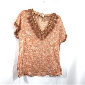 J. Crew Tribal Tassel Top Size 4 K09